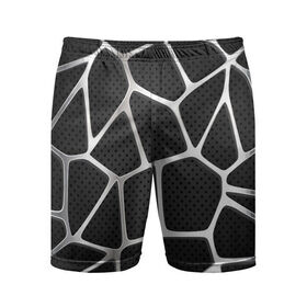 Мужские шорты 3D спортивные с принтом Серебряная паутина в Белгороде,  |  | абстракция | алюминий | геометрия | карбон | нить | паутина | серебро | сеть | сталь
