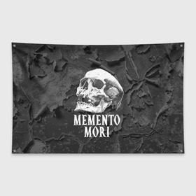 Флаг-баннер с принтом Memento mori в Белгороде, 100% полиэстер | размер 67 х 109 см, плотность ткани — 95 г/м2; по краям флага есть четыре люверса для крепления | black | death | life | memento mori | skeleton | skull | жизнь | скелет | череп | черный