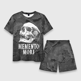 Мужской костюм с шортами 3D с принтом Memento mori в Белгороде,  |  | black | death | life | memento mori | skeleton | skull | жизнь | скелет | череп | черный