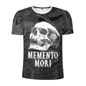 Мужская футболка 3D спортивная с принтом Memento mori в Белгороде, 100% полиэстер с улучшенными характеристиками | приталенный силуэт, круглая горловина, широкие плечи, сужается к линии бедра | black | death | life | memento mori | skeleton | skull | жизнь | скелет | череп | черный