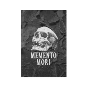 Обложка для паспорта матовая кожа с принтом Memento mori в Белгороде, натуральная матовая кожа | размер 19,3 х 13,7 см; прозрачные пластиковые крепления | black | death | life | memento mori | skeleton | skull | жизнь | скелет | череп | черный