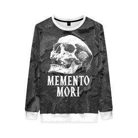 Женский свитшот 3D с принтом Memento mori в Белгороде, 100% полиэстер с мягким внутренним слоем | круглый вырез горловины, мягкая резинка на манжетах и поясе, свободная посадка по фигуре | black | death | life | memento mori | skeleton | skull | жизнь | скелет | череп | черный