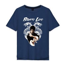 Мужская футболка хлопок Oversize с принтом Bruce lee в Белгороде, 100% хлопок | свободный крой, круглый ворот, “спинка” длиннее передней части | bruce lee | jeet kune do | брюс ли | каратэ