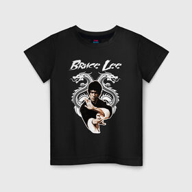 Детская футболка хлопок с принтом Bruce lee в Белгороде, 100% хлопок | круглый вырез горловины, полуприлегающий силуэт, длина до линии бедер | Тематика изображения на принте: bruce lee | jeet kune do | брюс ли | каратэ
