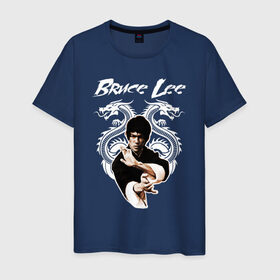 Мужская футболка хлопок с принтом Bruce lee в Белгороде, 100% хлопок | прямой крой, круглый вырез горловины, длина до линии бедер, слегка спущенное плечо. | bruce lee | jeet kune do | брюс ли | каратэ