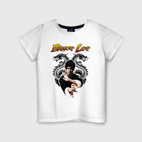 Детская футболка хлопок с принтом Bruce lee в Белгороде, 100% хлопок | круглый вырез горловины, полуприлегающий силуэт, длина до линии бедер | bruce lee | jeet kune do | karate | брюс ли | каратэ