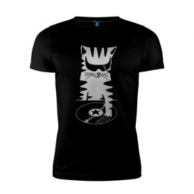 Мужская футболка премиум с принтом Кот Dj в Белгороде, 92% хлопок, 8% лайкра | приталенный силуэт, круглый вырез ворота, длина до линии бедра, короткий рукав | вечеринка | диджей | кот | котейка | котенок | котэ | кошка | музыка | очки | пластинка