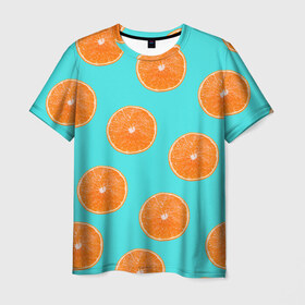 Мужская футболка 3D с принтом Апельсины в Белгороде, 100% полиэфир | прямой крой, круглый вырез горловины, длина до линии бедер | апельсин | апельсины | грейпфрукт | грейпфрут | разрез | сочный | фрукт