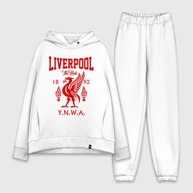 Женский костюм хлопок Oversize с принтом Ливерпуль в Белгороде,  |  | anfield | liverpool | liverpool fc | the reds | you ll never walk a | клубная | красные | ливерпуль | мерсисайдцы | фанатская | футбольная | футбольный клуб | футбольный клуб ливерпуль | энфилд