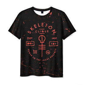 Мужская футболка 3D с принтом TOP - Skeleton Clique в Белгороде, 100% полиэфир | прямой крой, круглый вырез горловины, длина до линии бедер | band | best | blurry | face | indie | logo | music | one | pilots | pop | regional | rock | symbol | top | trench | twenty | vessel | группа | инди | лого | логотип | музыка | пилоты | поп | рок | символ | топ | тренч