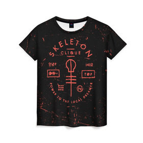 Женская футболка 3D с принтом TOP - Skeleton Clique в Белгороде, 100% полиэфир ( синтетическое хлопкоподобное полотно) | прямой крой, круглый вырез горловины, длина до линии бедер | band | best | blurry | face | indie | logo | music | one | pilots | pop | regional | rock | symbol | top | trench | twenty | vessel | группа | инди | лого | логотип | музыка | пилоты | поп | рок | символ | топ | тренч