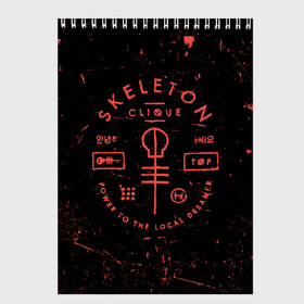 Скетчбук с принтом TOP - Skeleton Clique в Белгороде, 100% бумага
 | 48 листов, плотность листов — 100 г/м2, плотность картонной обложки — 250 г/м2. Листы скреплены сверху удобной пружинной спиралью | Тематика изображения на принте: band | best | blurry | face | indie | logo | music | one | pilots | pop | regional | rock | symbol | top | trench | twenty | vessel | группа | инди | лого | логотип | музыка | пилоты | поп | рок | символ | топ | тренч