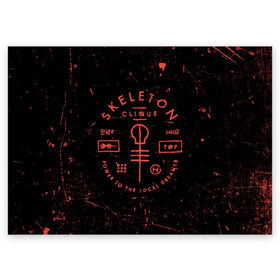 Поздравительная открытка с принтом TOP - Skeleton Clique в Белгороде, 100% бумага | плотность бумаги 280 г/м2, матовая, на обратной стороне линовка и место для марки
 | band | best | blurry | face | indie | logo | music | one | pilots | pop | regional | rock | symbol | top | trench | twenty | vessel | группа | инди | лого | логотип | музыка | пилоты | поп | рок | символ | топ | тренч