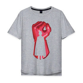 Мужская футболка хлопок Oversize с принтом Сайтама в Белгороде, 100% хлопок | свободный крой, круглый ворот, “спинка” длиннее передней части | ok hero | one | punchm anime | saitama | аниме | ванпанч