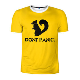 Мужская футболка 3D спортивная с принтом Dont Panic. в Белгороде, 100% полиэстер с улучшенными характеристиками | приталенный силуэт, круглая горловина, широкие плечи, сужается к линии бедра | dont panic | белка | енот | скунс