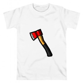 Мужская футболка хлопок с принтом Пожарный топор в Белгороде, 100% хлопок | прямой крой, круглый вырез горловины, длина до линии бедер, слегка спущенное плечо. | вектор | плоский | пожарный | стиль. | топор