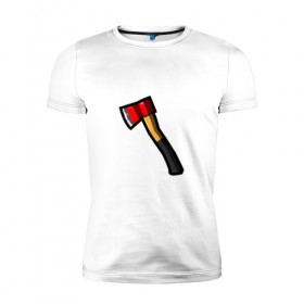 Мужская футболка премиум с принтом Пожарный топор в Белгороде, 92% хлопок, 8% лайкра | приталенный силуэт, круглый вырез ворота, длина до линии бедра, короткий рукав | вектор | плоский | пожарный | стиль. | топор