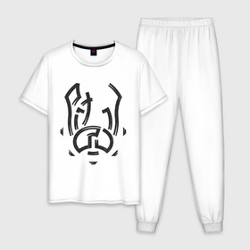 Мужская пижама хлопок с принтом Pitbull в Белгороде, 100% хлопок | брюки и футболка прямого кроя, без карманов, на брюках мягкая резинка на поясе и по низу штанин
 | pitbull | пес | питбуль | собака | стаф