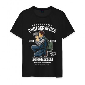 Мужская футболка хлопок с принтом Фотограф в Белгороде, 100% хлопок | прямой крой, круглый вырез горловины, длина до линии бедер, слегка спущенное плечо. | фото | фотоаппарат | фотограф