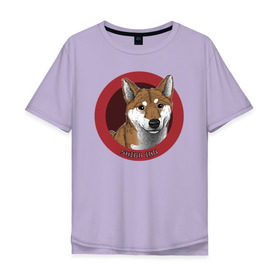 Мужская футболка хлопок Oversize с принтом Сиба-ину в Белгороде, 100% хлопок | свободный крой, круглый ворот, “спинка” длиннее передней части | Тематика изображения на принте: shiba inu | сиба ину | собака | собаки | шиба ину
