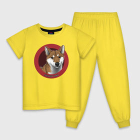 Детская пижама хлопок с принтом Сиба-ину в Белгороде, 100% хлопок |  брюки и футболка прямого кроя, без карманов, на брюках мягкая резинка на поясе и по низу штанин
 | Тематика изображения на принте: shiba inu | сиба ину | собака | собаки | шиба ину