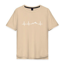 Мужская футболка хлопок Oversize с принтом Горы в Моём Сердце в Белгороде, 100% хлопок | свободный крой, круглый ворот, “спинка” длиннее передней части | гора | кардиограмма | палатки | приключения | сердце | турист | эверест | эльбрус