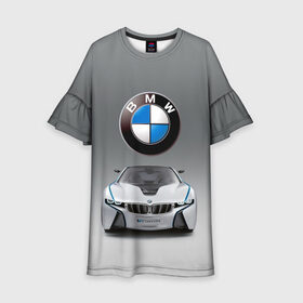 Детское платье 3D с принтом BMW Vision в Белгороде, 100% полиэстер | прямой силуэт, чуть расширенный к низу. Круглая горловина, на рукавах — воланы | Тематика изображения на принте: bmw | car | germany | motorsport | sports car | автомобиль | автоспорт | бмв | германия | спорткар