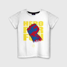 Детская футболка хлопок с принтом Hero For Fun в Белгороде, 100% хлопок | круглый вырез горловины, полуприлегающий силуэт, длина до линии бедер | Тематика изображения на принте: ok hero | one | punchm anime | saitama | аниме | ванпанч