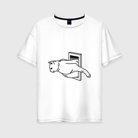 Женская футболка хлопок Oversize с принтом Толстый Кот в Белгороде, 100% хлопок | свободный крой, круглый ворот, спущенный рукав, длина до линии бедер
 | cat | citty | fat | котик | кошак