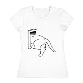 Женская футболка хлопок с принтом Толстый Кот в Белгороде, 100% хлопок | прямой крой, круглый вырез горловины, длина до линии бедер, слегка спущенное плечо | cat | citty | fat | котик | кошак