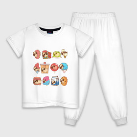 Детская пижама хлопок с принтом Мопсы в Белгороде, 100% хлопок |  брюки и футболка прямого кроя, без карманов, на брюках мягкая резинка на поясе и по низу штанин
 | cockie | fastfood | junkfood | pug | еда | мороженое | печенье | печеньки | пироженое | собака | фастфуд