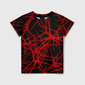 Детская футболка 3D с принтом Abstract Lines в Белгороде, 100% гипоаллергенный полиэфир | прямой крой, круглый вырез горловины, длина до линии бедер, чуть спущенное плечо, ткань немного тянется | abstract | line | абстрактные | абстракция | линии | неон | узор