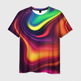 Мужская футболка 3D с принтом Крутые цвета в Белгороде, 100% полиэфир | прямой крой, круглый вырез горловины, длина до линии бедер | градиент | крутые цвета | переход цветов | текстура