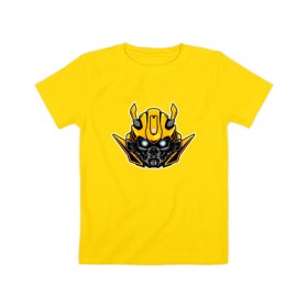 Детская футболка хлопок с принтом Bumblebee в Белгороде, 100% хлопок | круглый вырез горловины, полуприлегающий силуэт, длина до линии бедер | Тематика изображения на принте: бамблби | робот | трансформеры