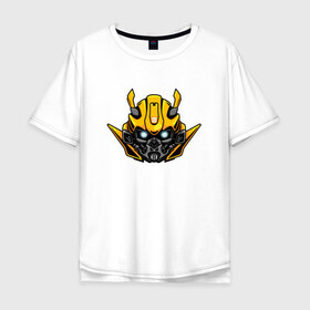 Мужская футболка хлопок Oversize с принтом Bumblebee в Белгороде, 100% хлопок | свободный крой, круглый ворот, “спинка” длиннее передней части | Тематика изображения на принте: бамблби | робот | трансформеры