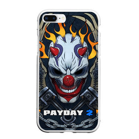 Чехол для iPhone 7Plus/8 Plus матовый с принтом Payday 2 в Белгороде, Силикон | Область печати: задняя сторона чехла, без боковых панелей | Тематика изображения на принте: chains day | game | gun | mask | payday | payday 2 | payday2 | грабители | зло | игра | клоун | маска | ограбление | оружие | пистолет