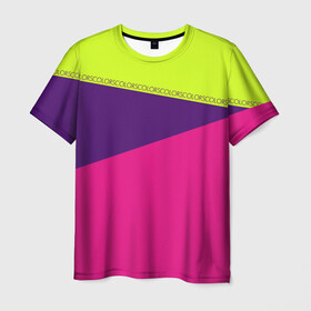 Мужская футболка 3D с принтом Треугольники с розовым в Белгороде, 100% полиэфир | прямой крой, круглый вырез горловины, длина до линии бедер | кислотные костюмы | кислотные цвета | неон | флуоресцентные принты