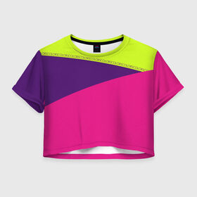 Женская футболка Cropp-top с принтом Треугольники с розовым в Белгороде, 100% полиэстер | круглая горловина, длина футболки до линии талии, рукава с отворотами | кислотные костюмы | кислотные цвета | неон | флуоресцентные принты