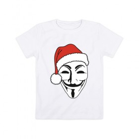 Детская футболка хлопок с принтом New Year Anonymous в Белгороде, 100% хлопок | круглый вырез горловины, полуприлегающий силуэт, длина до линии бедер | 