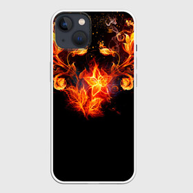 Чехол для iPhone 13 с принтом Огненные цветы в темноте в Белгороде,  |  | abstraction | fire | flower | sparks | абстракция | броня | в огне | геометрия | золотой | искры | модная | ночь | огонь | пламя | прикольная | стильная | тату | темнота | цветок | цветы | черная