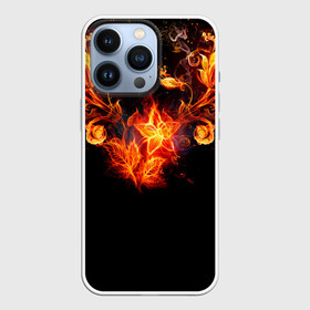 Чехол для iPhone 13 Pro с принтом Огненные цветы в темноте в Белгороде,  |  | abstraction | fire | flower | sparks | абстракция | броня | в огне | геометрия | золотой | искры | модная | ночь | огонь | пламя | прикольная | стильная | тату | темнота | цветок | цветы | черная