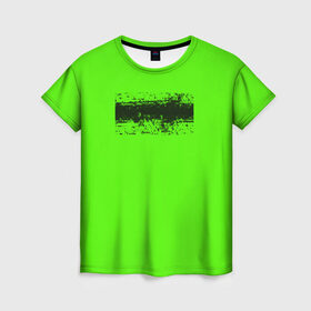Женская футболка 3D с принтом Гранж зеленый в Белгороде, 100% полиэфир ( синтетическое хлопкоподобное полотно) | прямой крой, круглый вырез горловины, длина до линии бедер | кислотные костюмы | кислотные цвета | неон | флуоресцентные принты