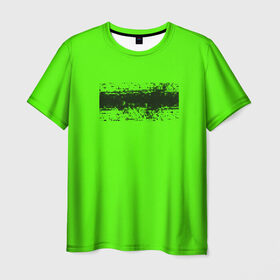 Мужская футболка 3D с принтом Гранж зеленый в Белгороде, 100% полиэфир | прямой крой, круглый вырез горловины, длина до линии бедер | Тематика изображения на принте: кислотные костюмы | кислотные цвета | неон | флуоресцентные принты