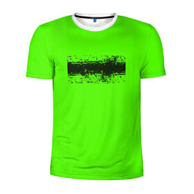 Мужская футболка 3D спортивная с принтом Гранж зеленый в Белгороде, 100% полиэстер с улучшенными характеристиками | приталенный силуэт, круглая горловина, широкие плечи, сужается к линии бедра | кислотные костюмы | кислотные цвета | неон | флуоресцентные принты