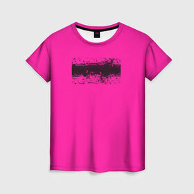 Женская футболка 3D с принтом Гранж розовый в Белгороде, 100% полиэфир ( синтетическое хлопкоподобное полотно) | прямой крой, круглый вырез горловины, длина до линии бедер | Тематика изображения на принте: кислотные костюмы | кислотные цвета | неон | флуоресцентные принты