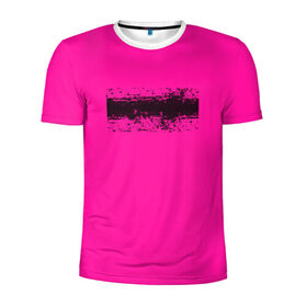 Мужская футболка 3D спортивная с принтом Гранж розовый в Белгороде, 100% полиэстер с улучшенными характеристиками | приталенный силуэт, круглая горловина, широкие плечи, сужается к линии бедра | кислотные костюмы | кислотные цвета | неон | флуоресцентные принты