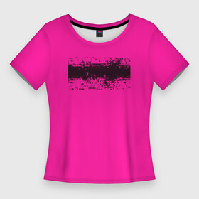 Женская футболка 3D Slim с принтом Гранж розовый в Белгороде,  |  | кислотные костюмы | кислотные цвета | неон | флуоресцентные принты