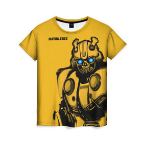 Женская футболка 3D с принтом BUMBLEBEE в Белгороде, 100% полиэфир ( синтетическое хлопкоподобное полотно) | прямой крой, круглый вырез горловины, длина до линии бедер | bumblebee | автобот | бамблби | герой | камаро | прайм | робот | трансформеры | фильм | шевроле