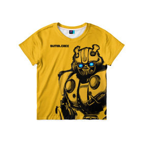 Детская футболка 3D с принтом BUMBLEBEE в Белгороде, 100% гипоаллергенный полиэфир | прямой крой, круглый вырез горловины, длина до линии бедер, чуть спущенное плечо, ткань немного тянется | Тематика изображения на принте: bumblebee | автобот | бамблби | герой | камаро | прайм | робот | трансформеры | фильм | шевроле