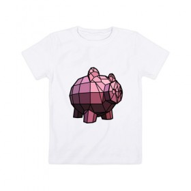 Детская футболка хлопок с принтом Геометрическая свинка в Белгороде, 100% хлопок | круглый вырез горловины, полуприлегающий силуэт, длина до линии бедер | 